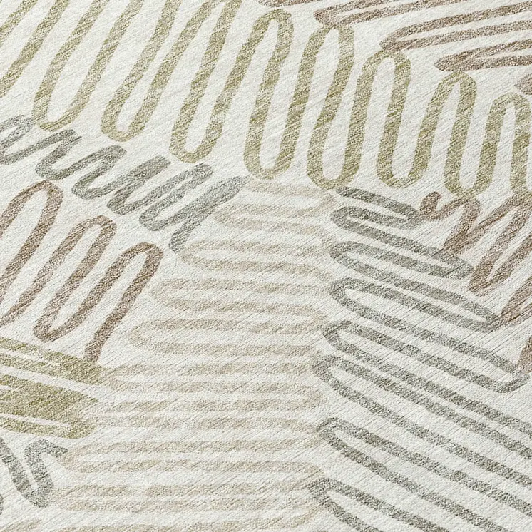 5' X 8' Ivory Gray And Brown Floral Washable Indoor Outdoor Area Rug