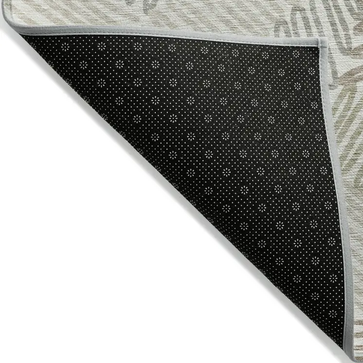 10' X 14' Ivory Gray And Brown Floral Washable Indoor Outdoor Area Rug