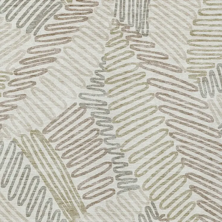 10' X 14' Ivory Gray And Brown Floral Washable Indoor Outdoor Area Rug