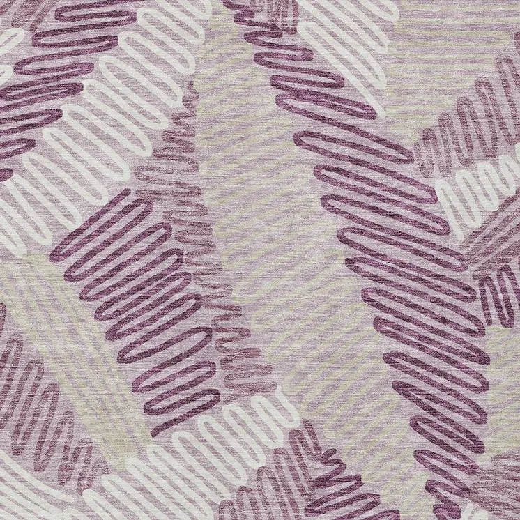 3' X 5' Lavender Purple And Ivory Floral Washable Indoor Outdoor Area Rug