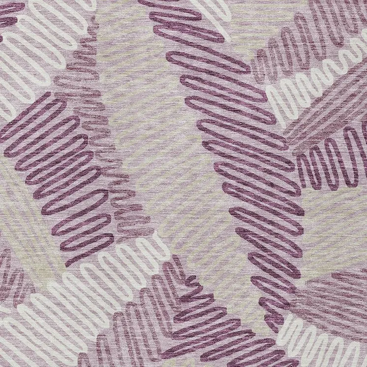 5' X 8' Lavender Purple And Ivory Floral Washable Indoor Outdoor Area Rug