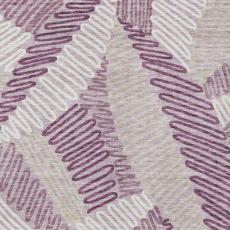 8' X 10' Lavender Purple And Ivory Floral Washable Indoor Outdoor Area Rug
