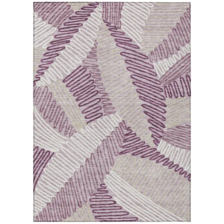 10' X 14' Lavender Purple And Ivory Floral Washable Indoor Outdoor Area Rug
