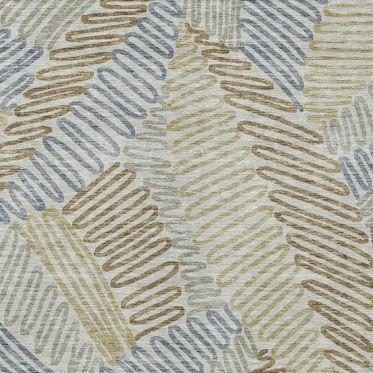 3' X 5' Taupe Gray And Beige Floral Washable Indoor Outdoor Area Rug