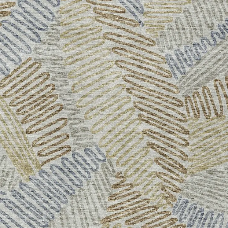 5' X 8' Taupe Gray And Beige Floral Washable Indoor Outdoor Area Rug