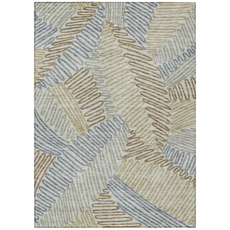 8' X 10' Taupe Gray And Beige Floral Washable Indoor Outdoor Area Rug
