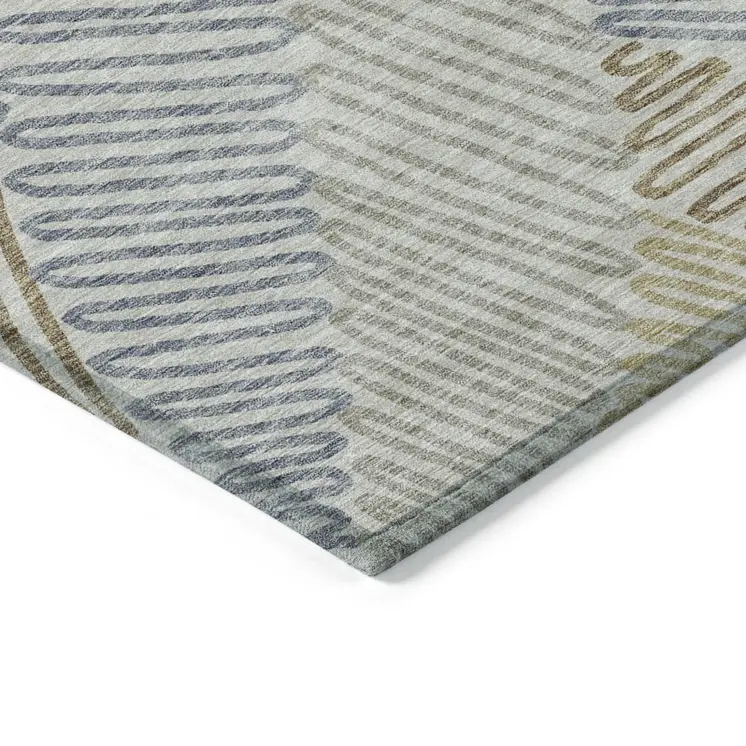 8' X 10' Taupe Gray And Beige Floral Washable Indoor Outdoor Area Rug