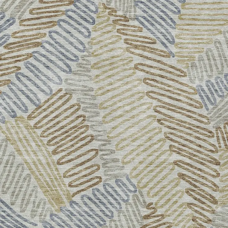 9' X 12' Taupe Gray And Beige Floral Washable Indoor Outdoor Area Rug