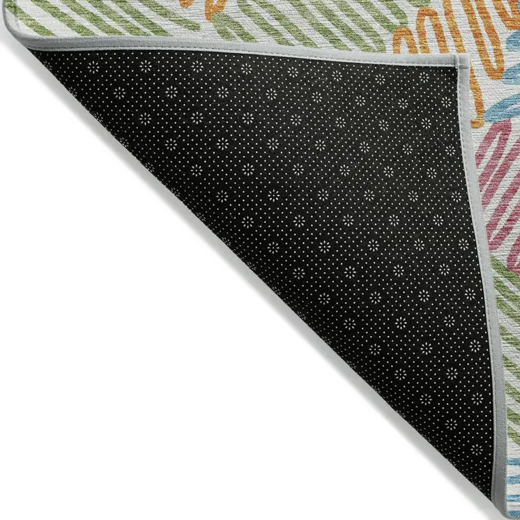 10' X 14' Blue Green And Pink Floral Washable Indoor Outdoor Area Rug
