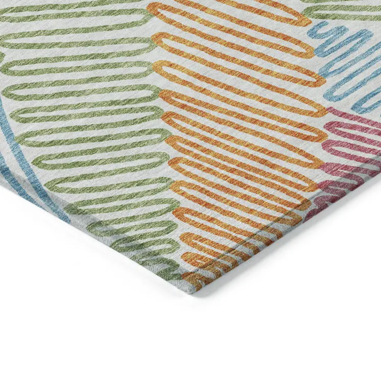 10' X 14' Blue Green And Pink Floral Washable Indoor Outdoor Area Rug