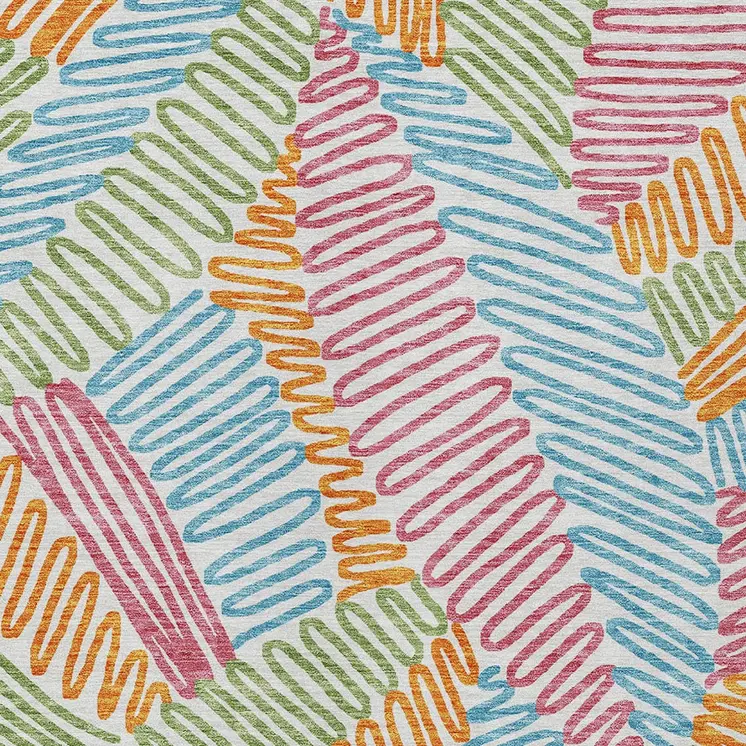 10' X 14' Blue Green And Pink Floral Washable Indoor Outdoor Area Rug
