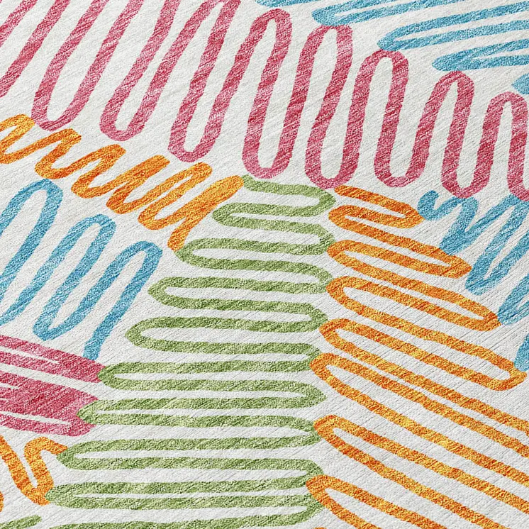 10' X 14' Blue Green And Pink Floral Washable Indoor Outdoor Area Rug