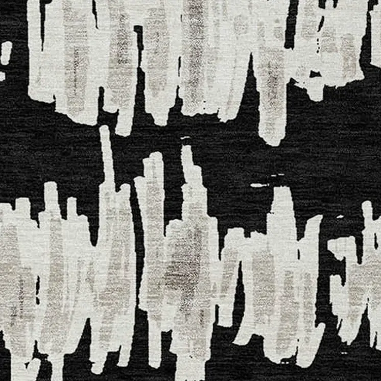 8' X 10' Black Ivory And Gray Striped Washable Indoor Outdoor Area Rug