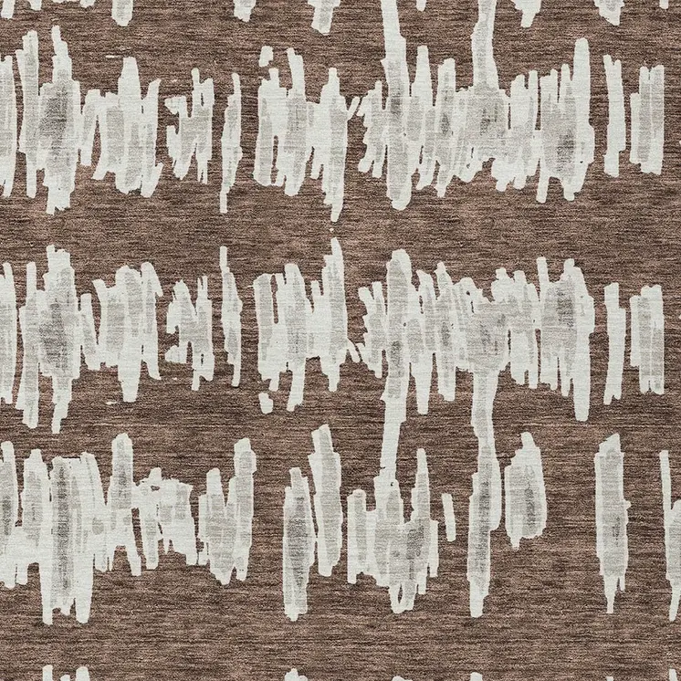 3' X 5' Brown Ivory And Gray Striped Washable Indoor Outdoor Area Rug