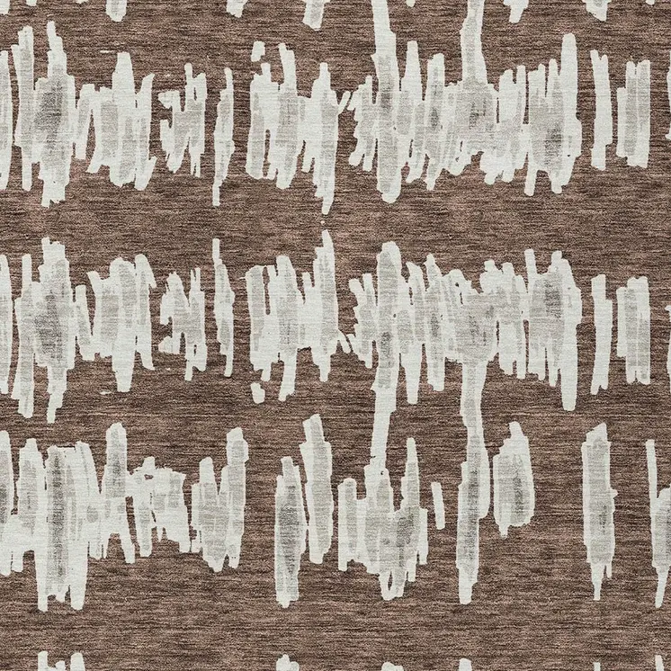 10' X 14' Brown Ivory And Gray Striped Washable Indoor Outdoor Area Rug