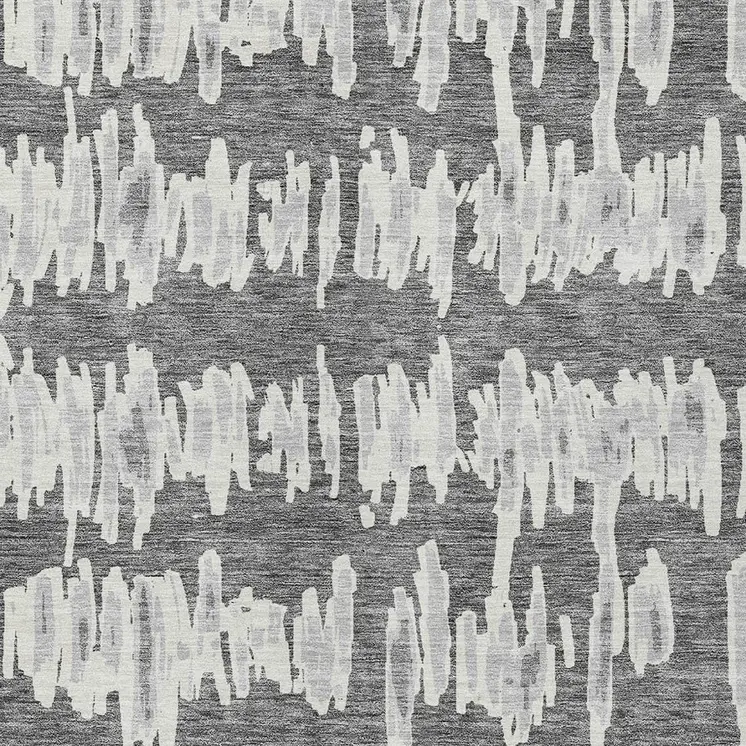 3' X 5' Gray And Ivory Striped Washable Indoor Outdoor Area Rug
