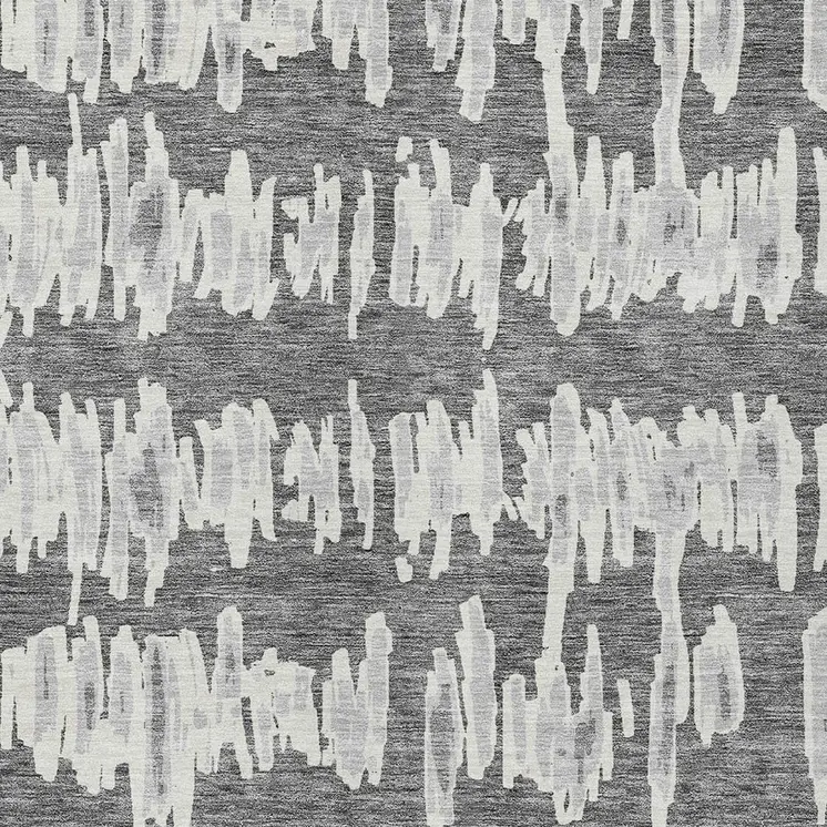 5' X 8' Gray And Ivory Striped Washable Indoor Outdoor Area Rug