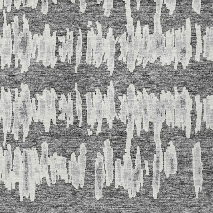 8' X 10' Gray And Ivory Striped Washable Indoor Outdoor Area Rug