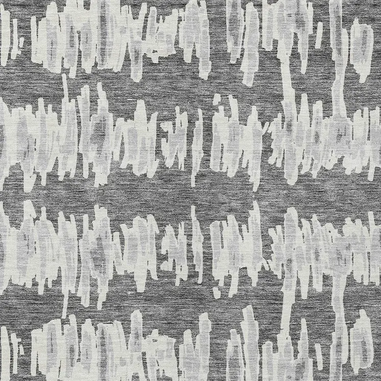 9' X 12' Gray And Ivory Striped Washable Indoor Outdoor Area Rug