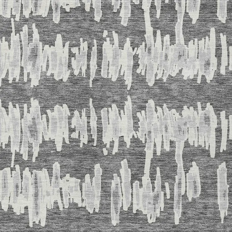 10' X 14' Gray And Ivory Striped Washable Indoor Outdoor Area Rug