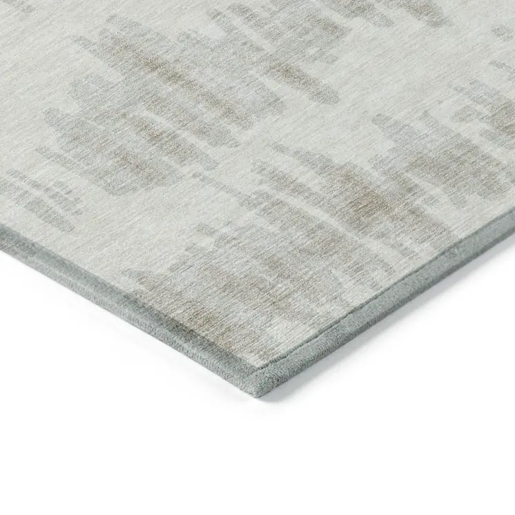 5' X 8' Ivory Brown And Gray Striped Washable Indoor Outdoor Area Rug