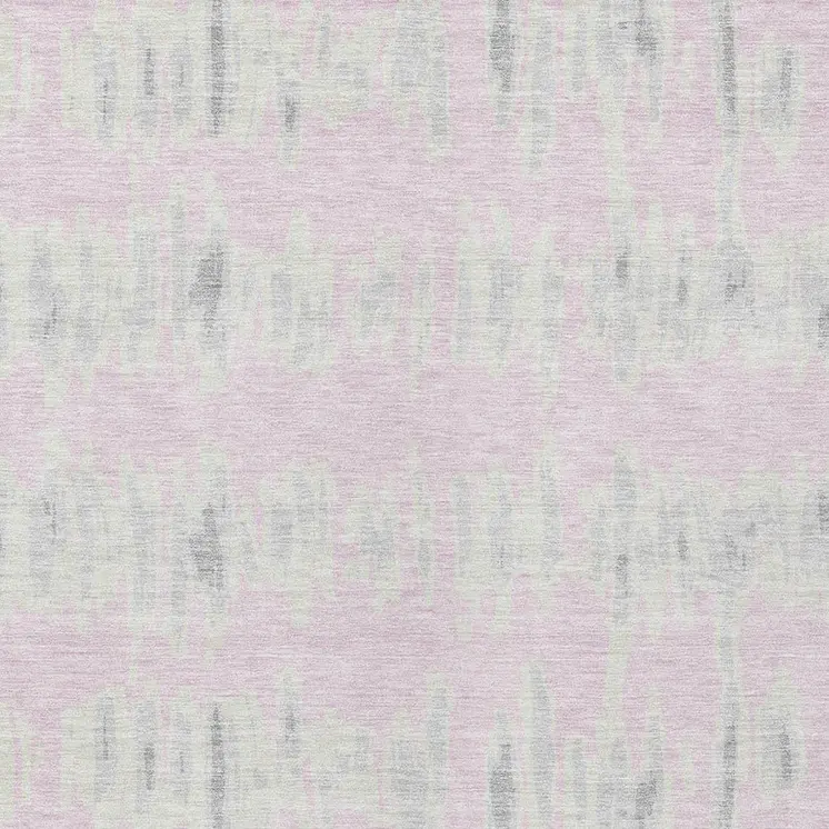 9' X 12' Pink And Gray Striped Washable Indoor Outdoor Area Rug