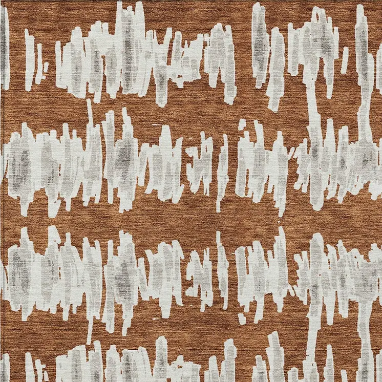 5' X 8' Brown And Gray Striped Washable Indoor Outdoor Area Rug