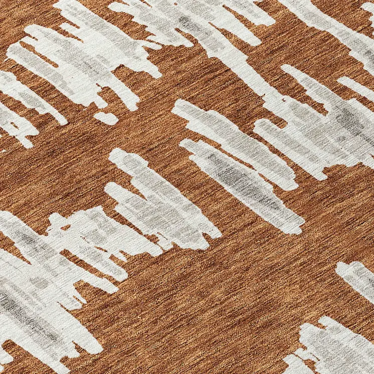 8' X 10' Brown And Gray Striped Washable Indoor Outdoor Area Rug