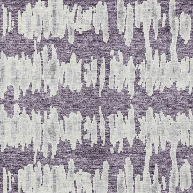 8' X 10' Purple And Gray Striped Washable Indoor Outdoor Area Rug