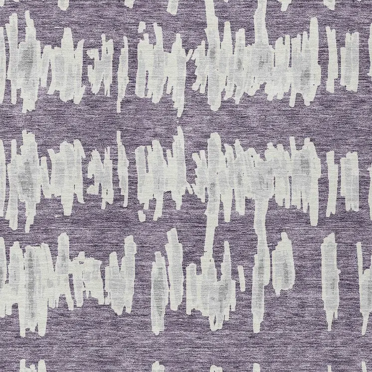 9' X 12' Purple And Gray Striped Washable Indoor Outdoor Area Rug