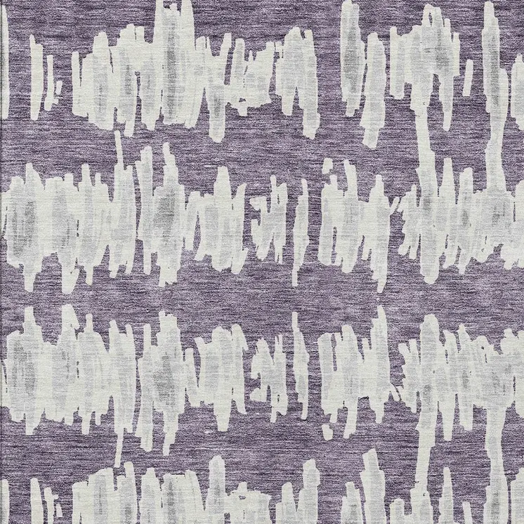 10' X 14' Purple And Gray Striped Washable Indoor Outdoor Area Rug
