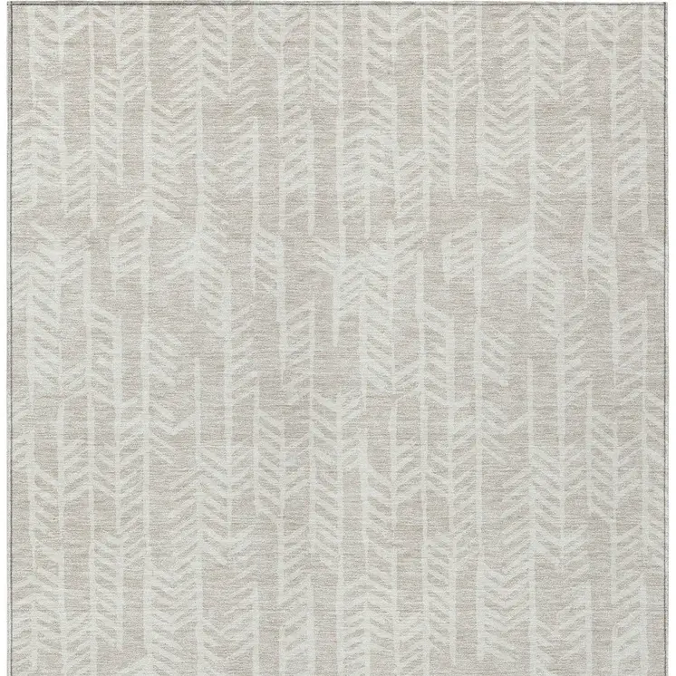 3' X 5' Beige And Ivory Tribal Washable Indoor Outdoor Area Rug