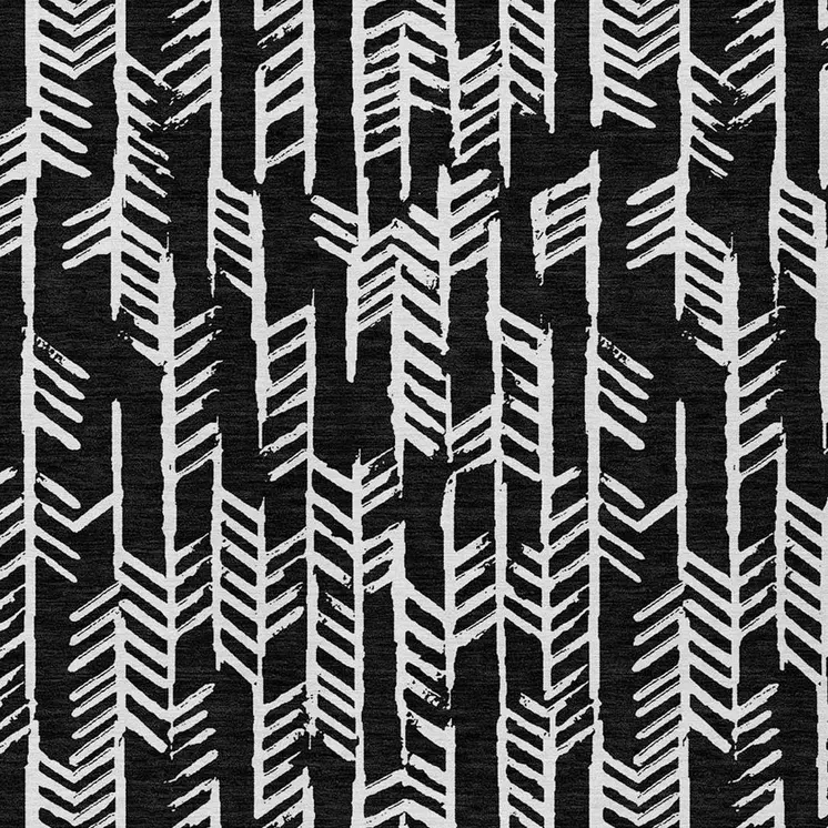 5' X 8' Black And Ivory Tribal Washable Indoor Outdoor Area Rug