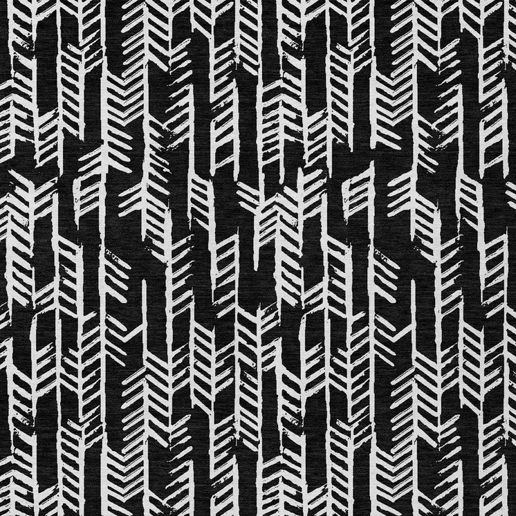 9' X 12' Black And Ivory Tribal Washable Indoor Outdoor Area Rug