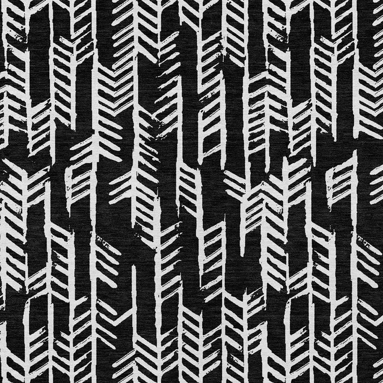 10' X 14' Black And Ivory Tribal Washable Indoor Outdoor Area Rug