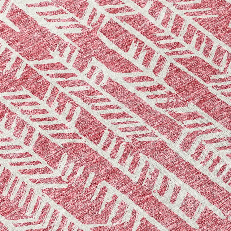 9' X 12' Blush And Ivory Tribal Washable Indoor Outdoor Area Rug
