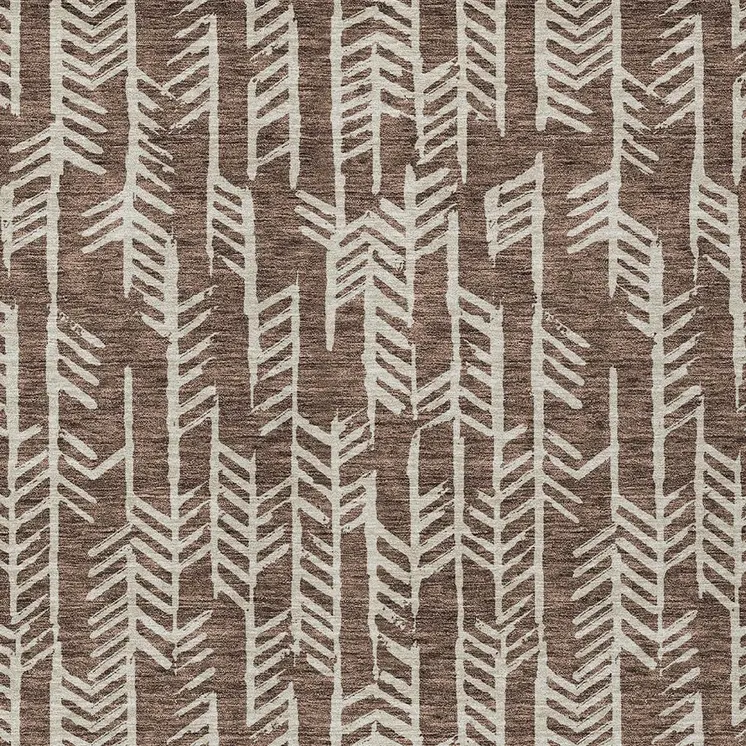 8' X 10' Brown And Beige Tribal Washable Indoor Outdoor Area Rug