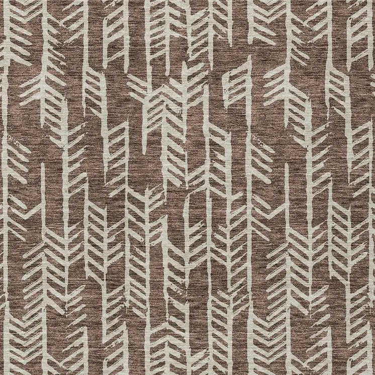10' X 14' Brown And Beige Tribal Washable Indoor Outdoor Area Rug