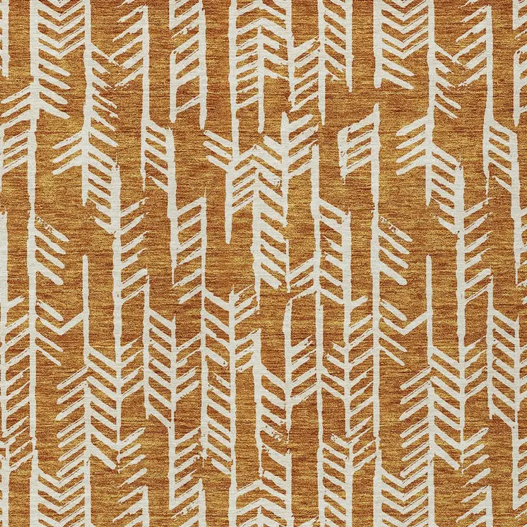 3' X 5' Copper And Ivory Tribal Washable Indoor Outdoor Area Rug