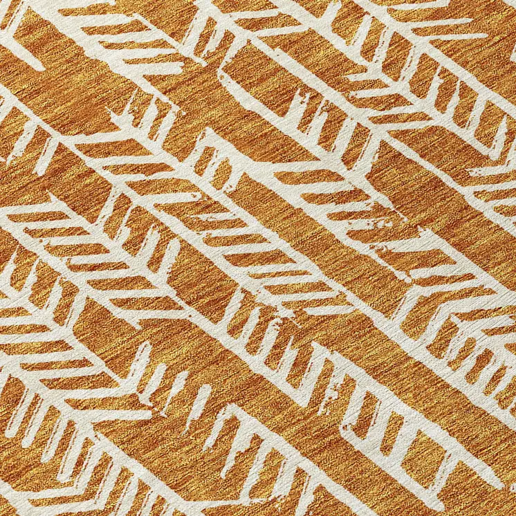 3' X 5' Copper And Ivory Tribal Washable Indoor Outdoor Area Rug