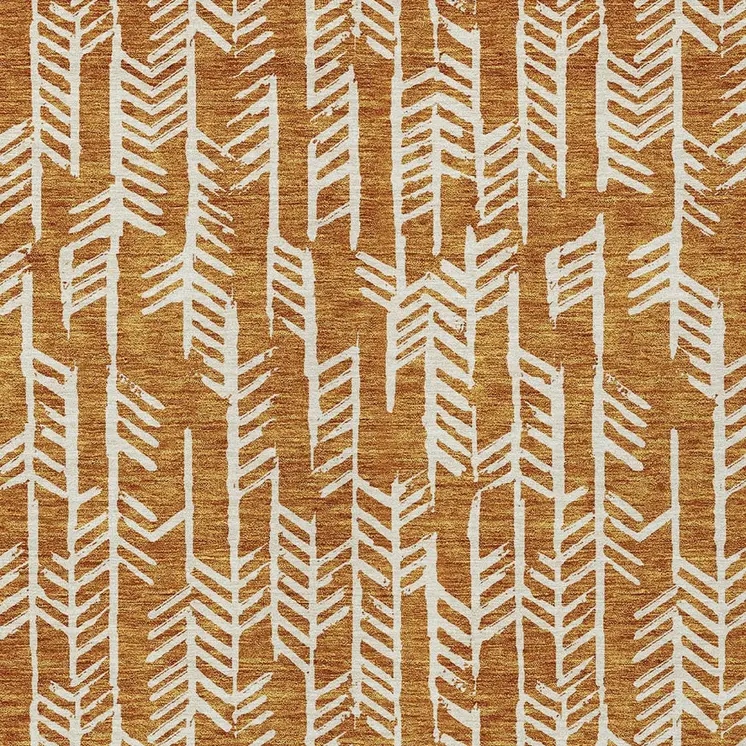 5' X 8' Copper And Ivory Tribal Washable Indoor Outdoor Area Rug