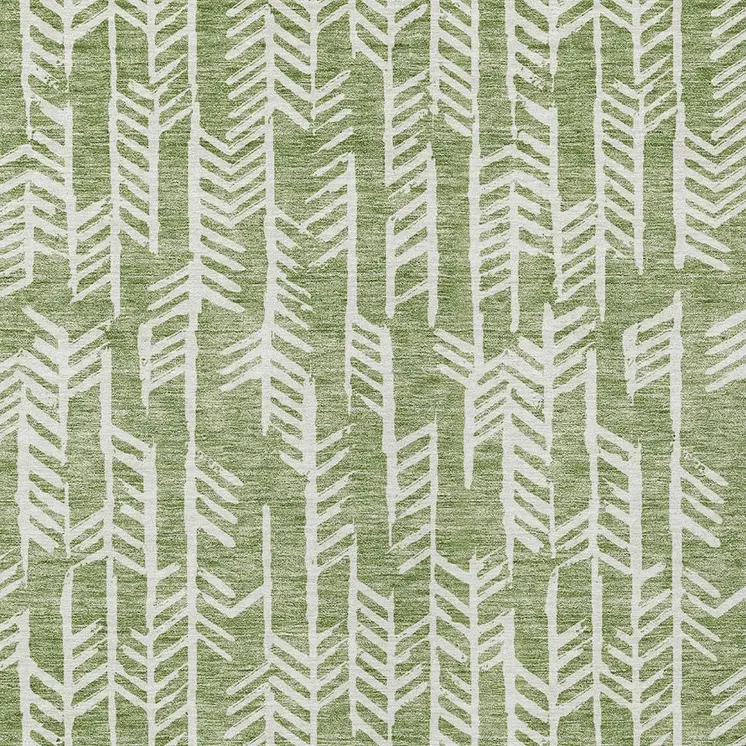 3' X 5' Green And Ivory Tribal Washable Indoor Outdoor Area Rug