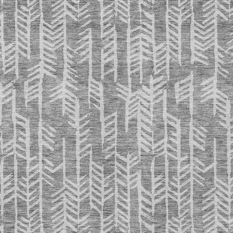 3' X 5' Gray And Silver Tribal Washable Indoor Outdoor Area Rug