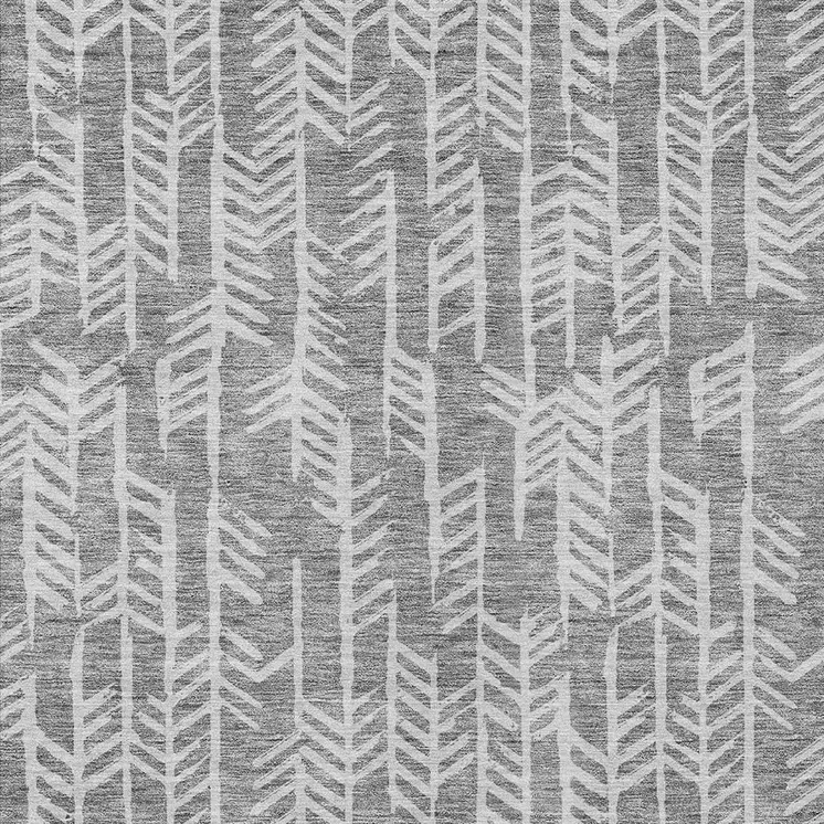 5' X 8' Gray And Silver Tribal Washable Indoor Outdoor Area Rug