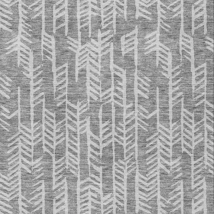 9' X 12' Gray And Silver Tribal Washable Indoor Outdoor Area Rug
