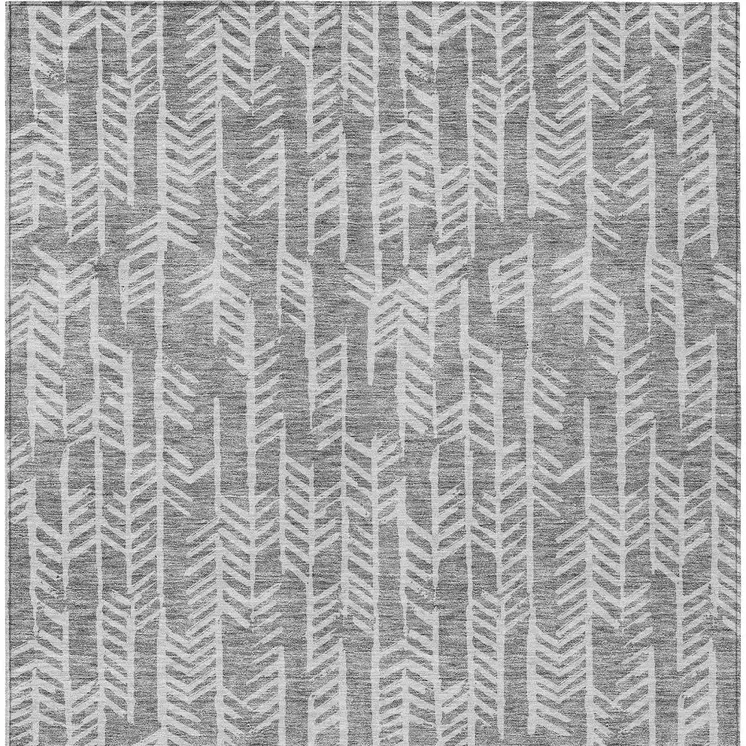 10' X 14' Gray And Silver Tribal Washable Indoor Outdoor Area Rug