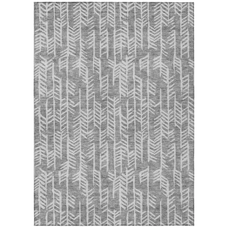 10' X 14' Gray And Silver Tribal Washable Indoor Outdoor Area Rug