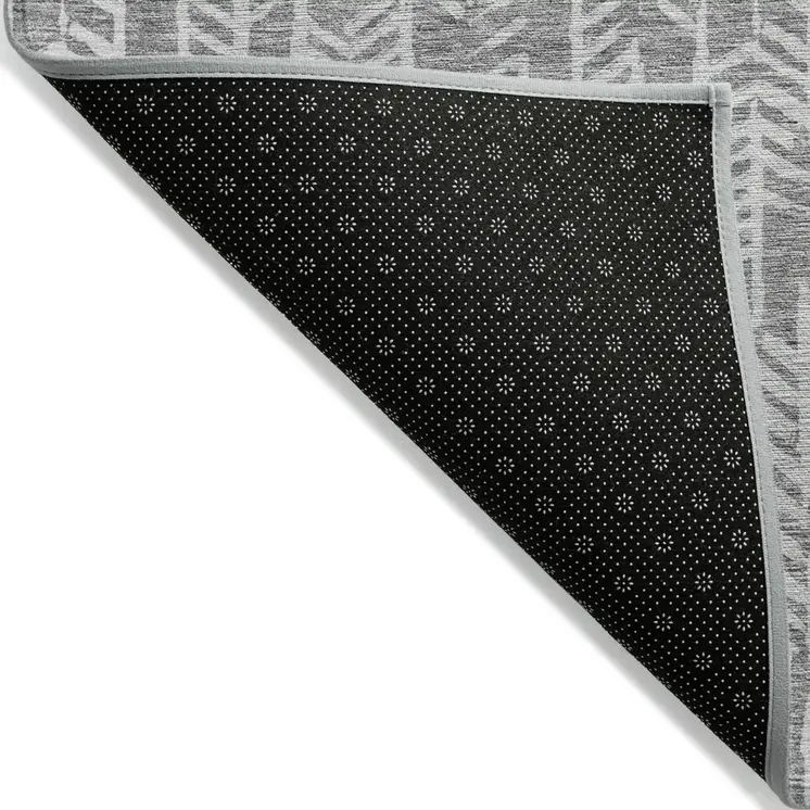 10' X 14' Gray And Silver Tribal Washable Indoor Outdoor Area Rug