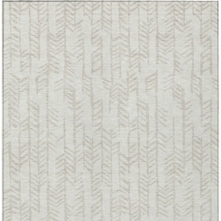 8' X 10' Ivory And Beige Tribal Washable Indoor Outdoor Area Rug