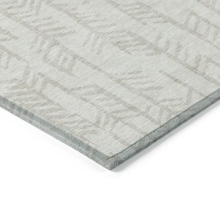 8' X 10' Ivory And Beige Tribal Washable Indoor Outdoor Area Rug